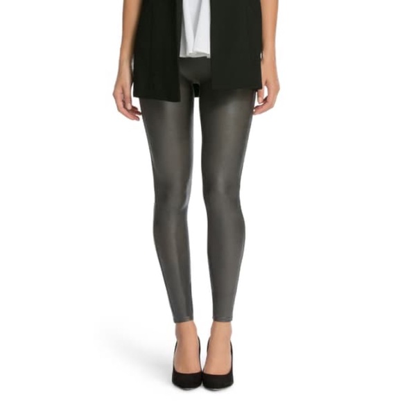 Spanx Faux Leather Leggings in Color Gunmetal - Picture 2 of 6